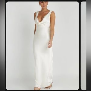 Meshki Angelique Satin Cowl Back Maxi Dress - Ivory
